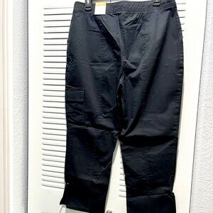 Chicos, black elastic waist Capri pants.